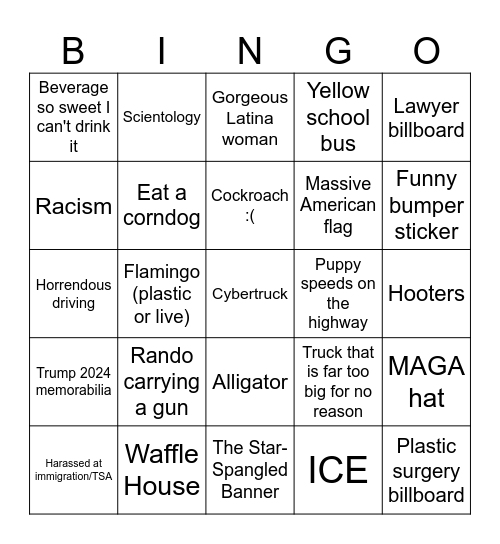 Spooky Season Florida Trip Bingo Card