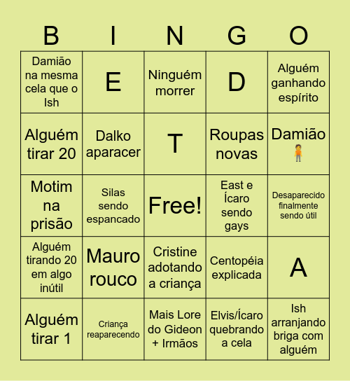 Bingo de sábado DT Bingo Card