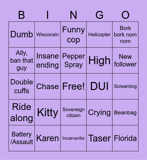 Bodycam Bingo Card