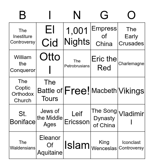 MOH Review Bingo Card