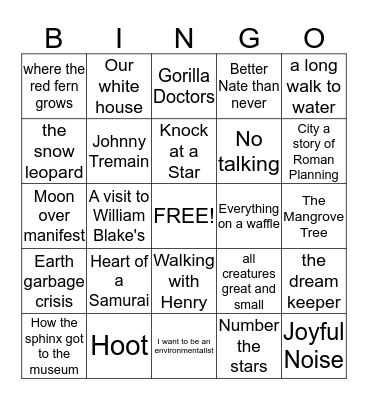 Summer Reading Bingo  Bingo Card