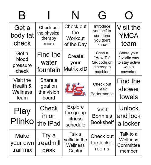 Wellness Center Pop-Up BINGO Card