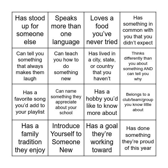Find Someone Who... Bingo Card