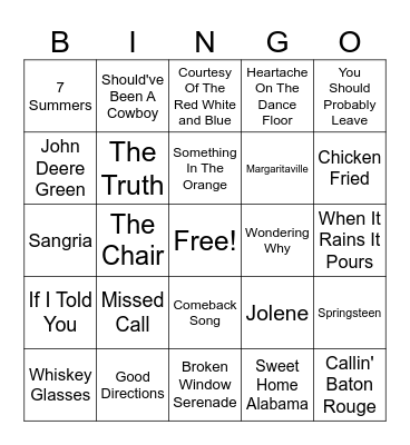 COUNTRY Bingo Card