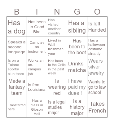 Find someone who... Bingo Card