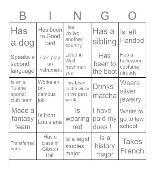 Find someone who... Bingo Card