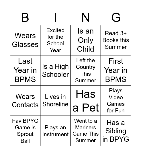 BPYG Bingo Card