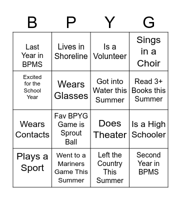 BPYG Bingo Card