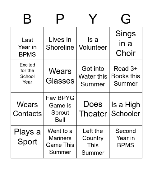 BPYG Bingo Card