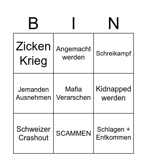 Noelle Abenteuer Bingo Card