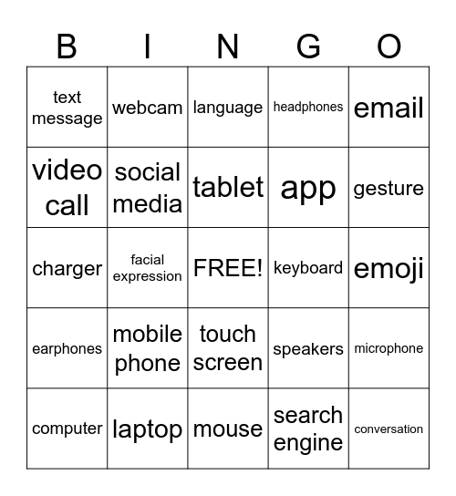 VOCABULARY 1+2 Bingo Card