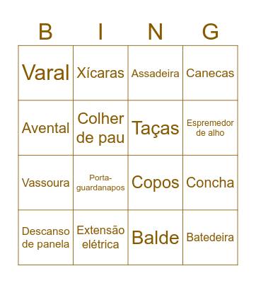 Bingo de casa nova Bingo Card