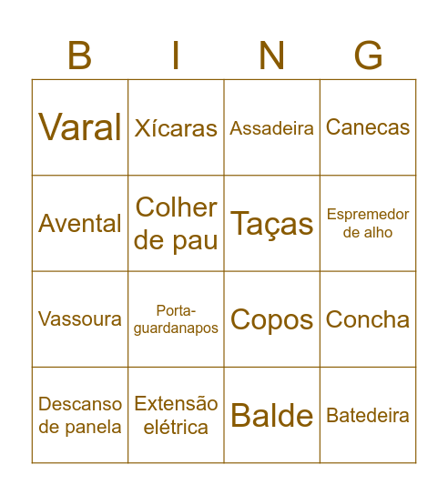 Bingo de casa nova Bingo Card