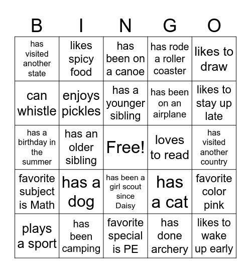 Troop 4587 BINGO Card