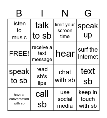 vocabulary 3 Bingo Card