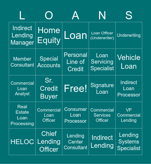 Lending Bingo! Bingo Card