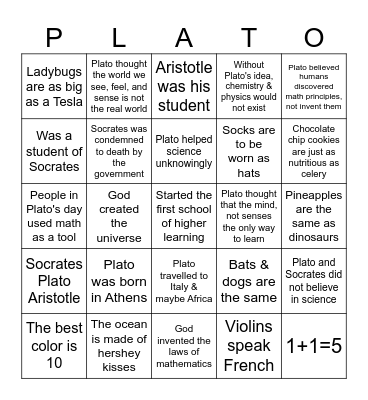 Plato Bingo Card