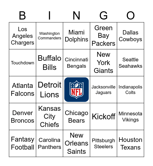 NFL Bingo! Bingo Card