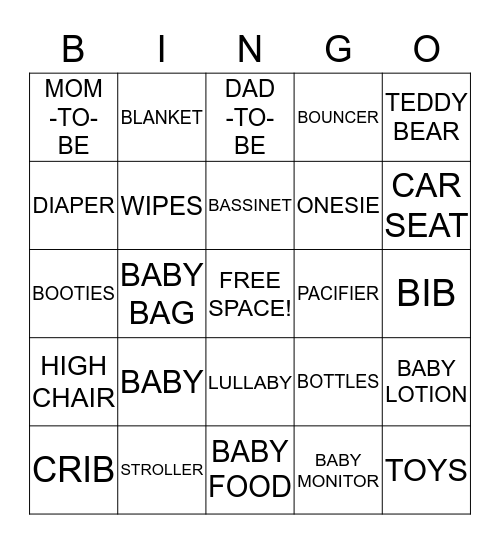 BABY SHOWER Bingo Card
