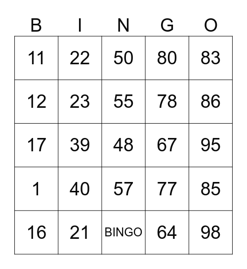 GRAN BINGO SOLIDARIO Bingo Card