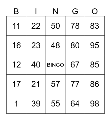 GRAN BINGO SOLIDARIO Bingo Card