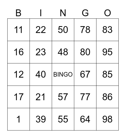 GRAN BINGO SOLIDARIO Bingo Card