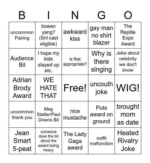 Emmy's 2026 Bingo Card