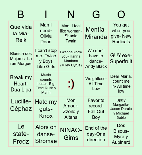 BINGO MUSICAL Bingo Card