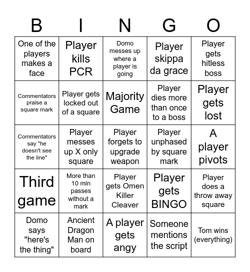 Bingus or Bongus Bingo Card