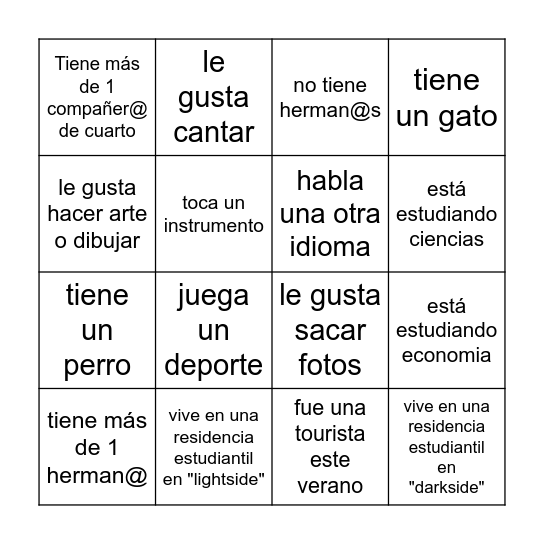 Cuál de sus compañeros... Bingo Card
