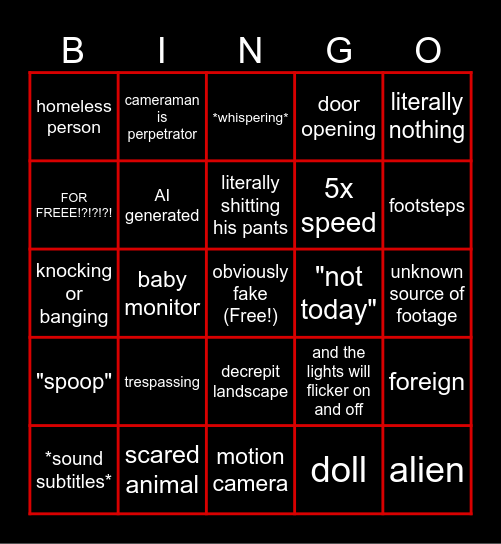 scary comp vBingo Card