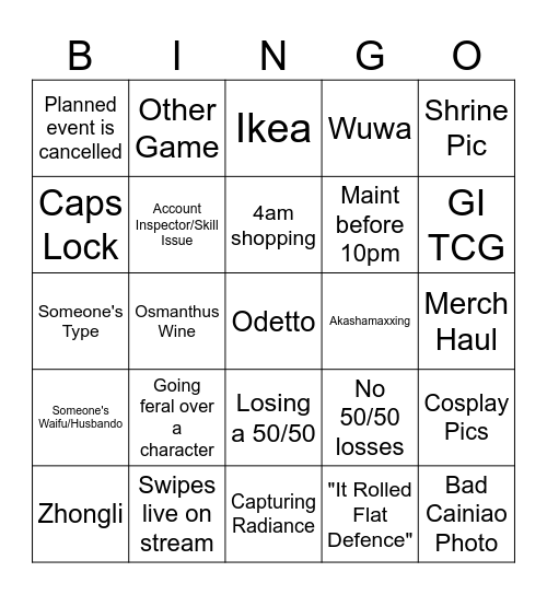 The Introverts Guild Bingo Card