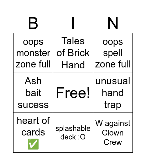 Funa  Master Duel Dice Rally Bingo Card