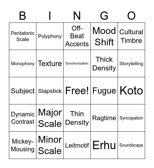 Bingo Review Bingo Card
