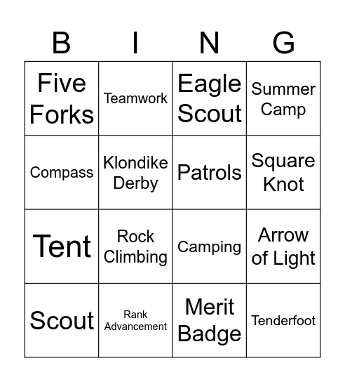 TROOP 8 Bingo Card