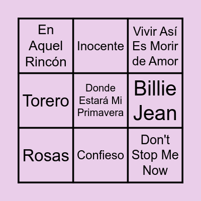 BINGO MUSICAL Bingo Card
