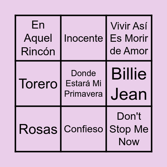 BINGO MUSICAL Bingo Card