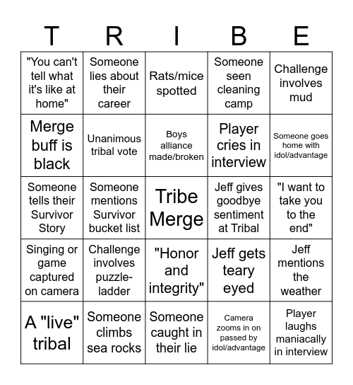 Season-Long Survivor 51 Bingo Card
