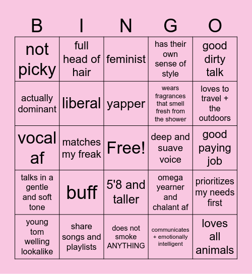 honeybee's type Bingo Card