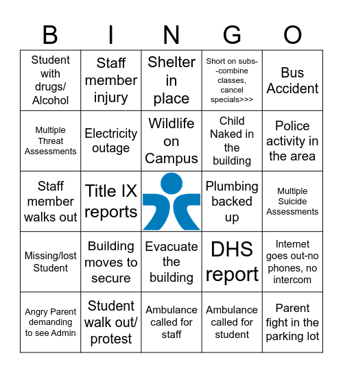 Thursday Admin Meeting Bingo Card