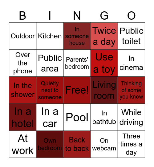 Masturbation Bingo Card