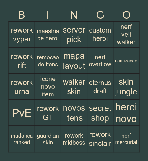 Bingo patch deadlock Bingo Card