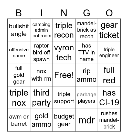 zero dam normal enemies Bingo Card