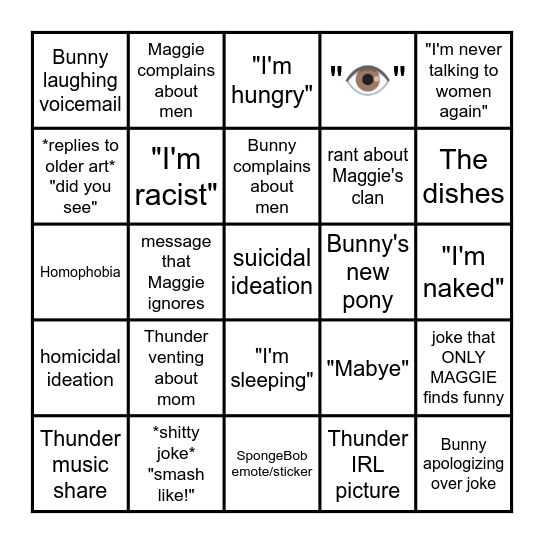 Group chat bingo Card