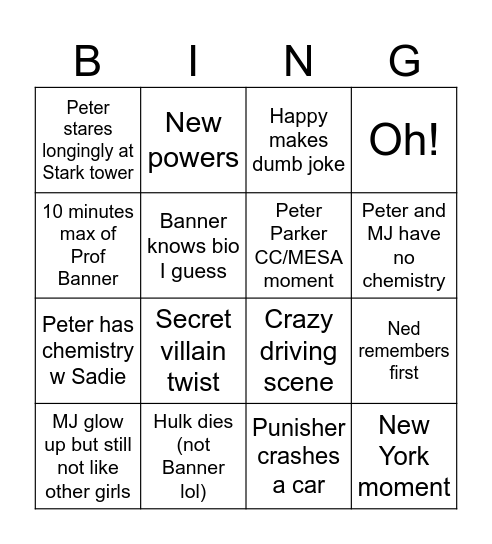 Brand New Day Bingo Card