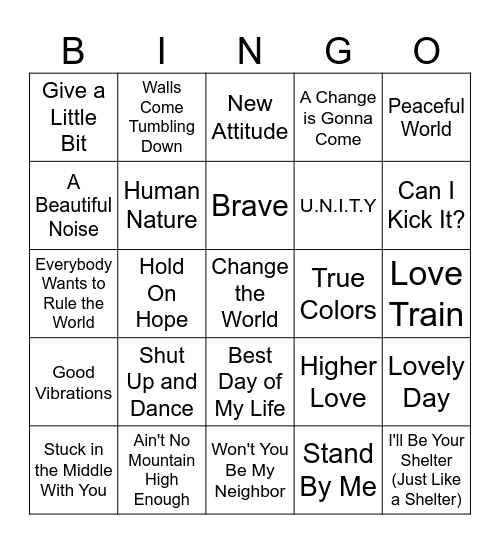 Better Together - Unity = the Answer Bingo Card