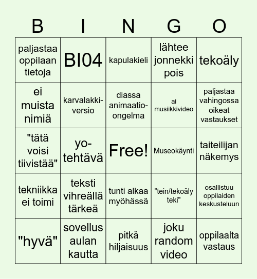 pelli bingo Card