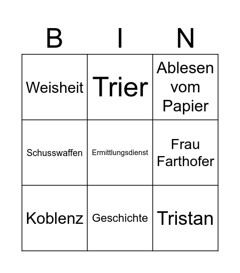Klingo Bingo Card