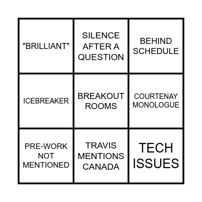 TRAINING BINGO Card