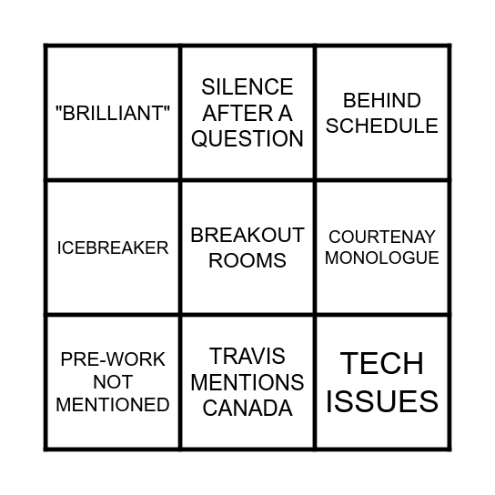 TRAINING BINGO Card